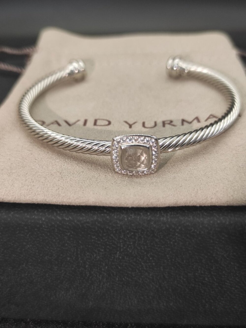 David Yurman 4mm square diamond buttonhole white diamond bracelet - Picture 1 of 5